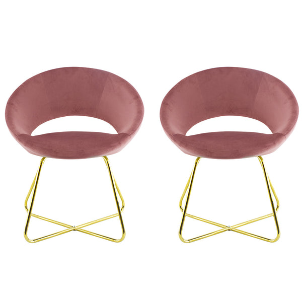 Set 2 Sedie Vintage 58x64x83 cm in Tessuto Effetto Velluto Greta Rosa antico online