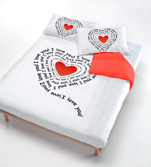 Copripiumino con Stampa sul Sacco e Federe Cuore di Scritte prezzo