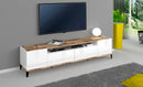 Mobile TV 2 Ante 2 Cassetti 200x40x47 cm Sunrise Bianco Lucido e Acero Pereira