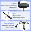 Sgabello Regolabile Girevole 46x51x78-93 cm con Schienale e Seduta Imbottiti Capacità 120 kg in Finta Pelle Nero      