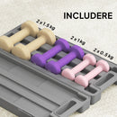 Set 6 di Manubri Pesi Fitness 6 kg Totali con Impugnatura Antiscivolo e Valigetta Multicolore Rosa      