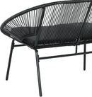 Divano da Giardino 2 Posti 132x72x83 cm con Cuscini e Braccioli in Rattan PE e Acciaio Nero      