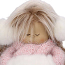 Pupazzo bambina tessuto rosa e bianco cm 12x12xh22