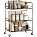 Carrello da Cucina Multiuso a 4 Livelli 60x35x77 cm con Ripiano Centrale Regolabile in Acciaio Inox   