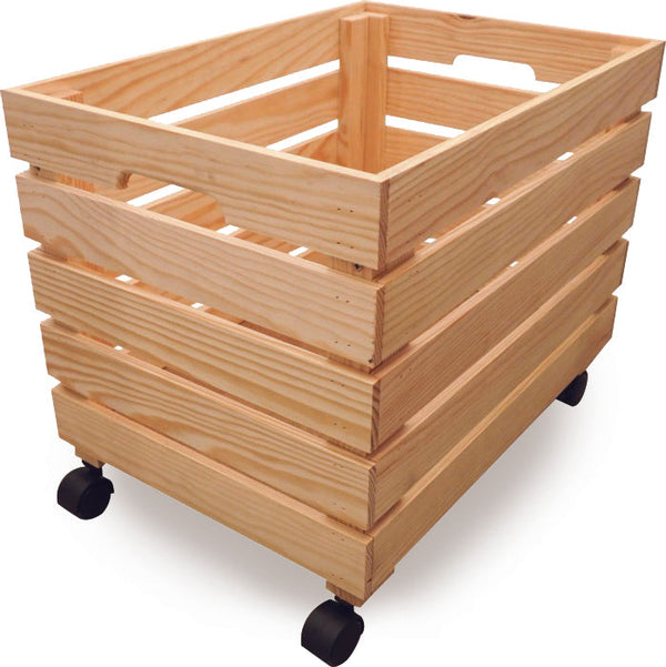 Cesta Scatola Contenitore con Ruote 35x50x35 cm in Legno di Pino Naturale acquista