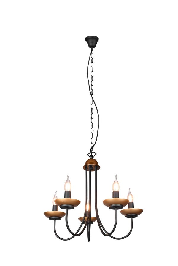 Lampadario Sospeso da Interno Attacco E14 in Metallo Nero Opaco prezzo