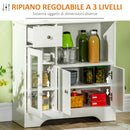 Credenza Buffet 80x30x82 cm con Vano Aperto Cassetto 3 Ripiani e Armadietto a 2 Ante in Legno Bianco      