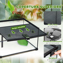 Terrario per Rettili Rialzato 50x30x25 cm con Serratura e Termometro in Vetro e Rete Metallica Nero  