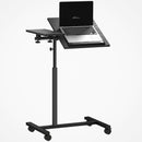 Tavolino da Divano Porta PC a Forma di C 57x40x67,5-101 cm con Piano Inclinabile in Melamina Nero  