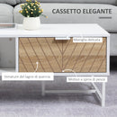 Tavolino Basso con Cassetti 100x50x40 cm in Legno e Metallo Bianco