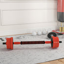 Set Pesi da Palestra 4 in 1 da 30kg Convertibile in Kettlebell 2 Manubri Bilanciere e Supporto Flessioni Rosso      