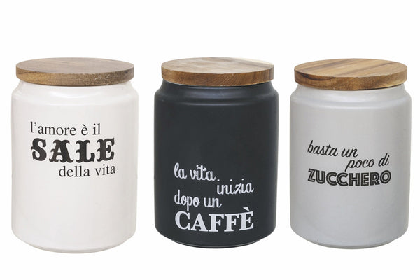 prezzo Set 3 Barattoli in Gres con Coperchio in Bamboo VdE Tivoli 1996