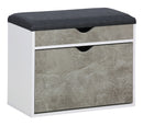Scarpiera Panca con Scomparto e Cuscino 60x30x50 cm in Truciolare e Poliestere Grigio e Cemento