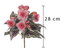 Set 6 Begonia Fiorita Artificiali Composta da 5 Fiori Altezza 28 cm Rosa