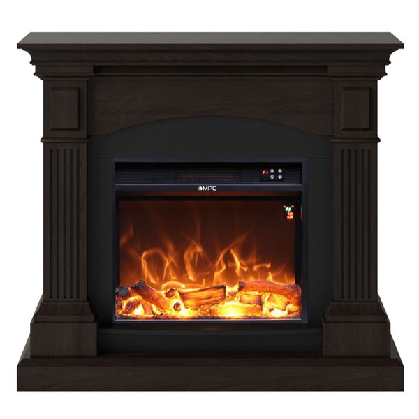 sconto Camino Elettrico da Pavimento 113,7x102,2x28,2 cm Effetto Fiamma 1500W Sined Cetona Wenge