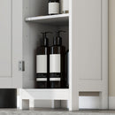 Mobile Alto a Colonna Bagno 30x30x170 cm con 2 Ripiani Aperti e 2 Armadietti in Legno Bianco      