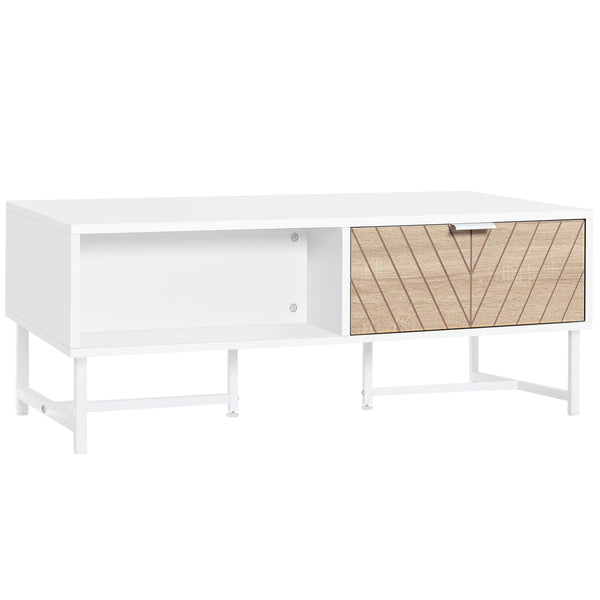 Tavolino Basso con Cassetti 100x50x40 cm in Legno e Metallo Bianco online