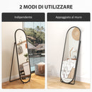 Specchio a Figura Intera da Terra 40x41x159 cm in Vetro e Metallo Nero   