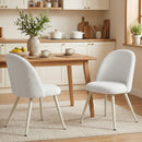 Set 2 Sedie da Pranzo 51x54x84 cm con Seduta Imbottita in Velluto Bianco      