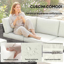 Set 6 Pezzi >Salotto da Giardino con Divano Modulare Tavolino e Cuscini in Rattan e Acciaio Grigio      