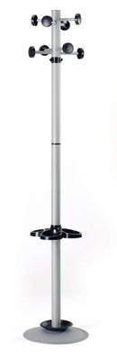 Appendiabiti da Terra Ø36x178 cm con Portaombrelli in Metallo Fumer Bennet Silver e Nero