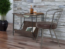 Tavolinetto Porta Giornali Simply 83,5x42x61 cm in Ferro e Legno di Abete e PU Nero e Marrone
