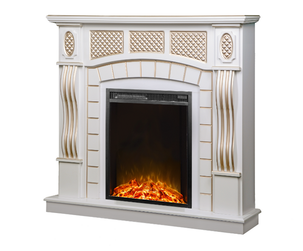 Camino Elettrico da Pavimento 112x115x30 cm Effetto Fiamma 1500W Amsterdam & Miriam Bianco sconto