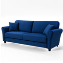 Divano 3 Posti 212x75x87cm con Rivestimento in Velluto Premium Blu      