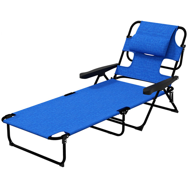 Lettino Prendisole da Giardino Pieghevole 72x194x31 cm in Acciaio e Tessuto a Rete Blu Scuro acquista