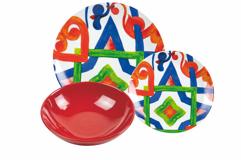 Servizio Piatti 18 Pezzi in Porcellana e Gres 6 Posti Tavola Diversi Villa d'Este Home Tivoli Naxos