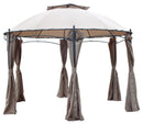 Gazebo da Giardino Ø 350 cm in Acciaio Bauer Beige