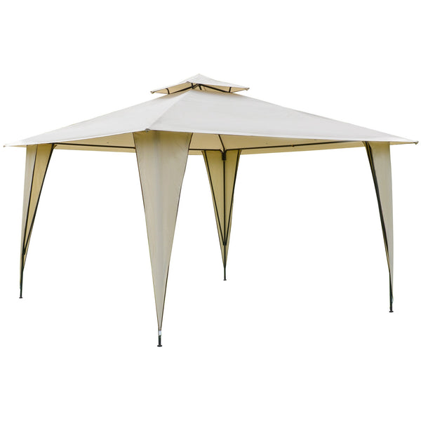 prezzo Gazebo da Giardino 3,5x3,5x2,7m in Metallo Doppio Tettuccio Beige