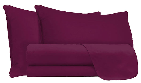 Set Lenzuola Matrimonale Sopra Sotto e Federe Tinta Unita Prugna acquista