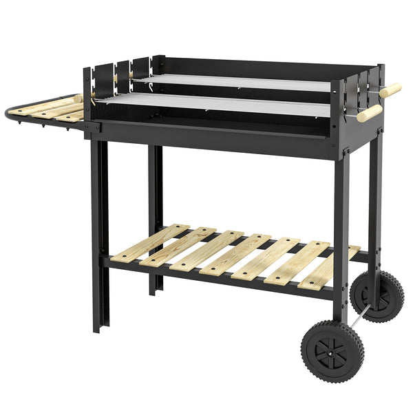 Barbecue a Carbonella 2 Griglie e 2 Ripiani 113x53.5x82.5 cm in Metallo e Legno Nera prezzo