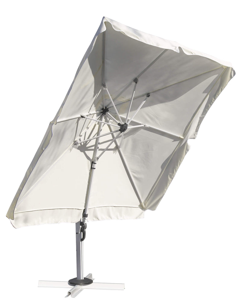 Ombrellone da Giardino Decentrato 3x3m in Alluminio e Poliestere Bianco