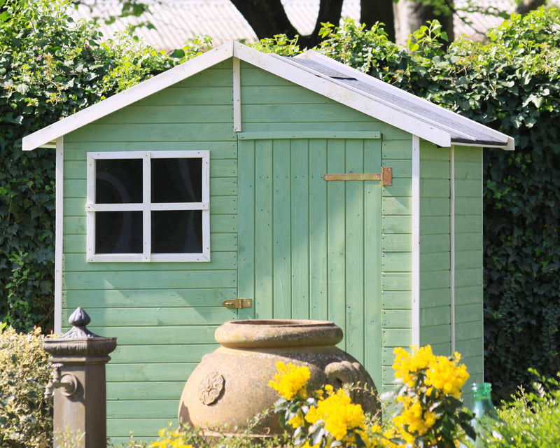 Casette Box da Giardino in Legno Porta Utensili 180x135x220 cm con Porta e Finestra Ecla Bianca