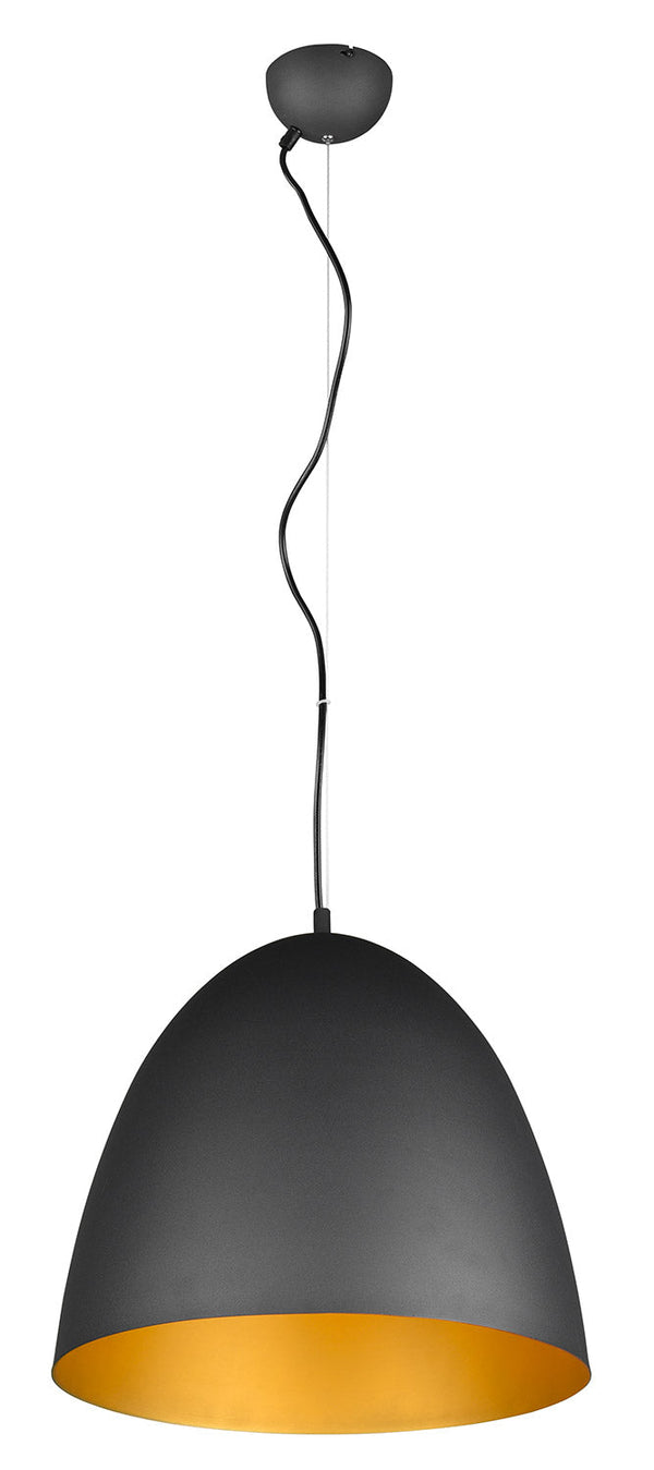 Lampada a Sospensione da Interno Attacco E27 in Metallo Nero e Oro sconto