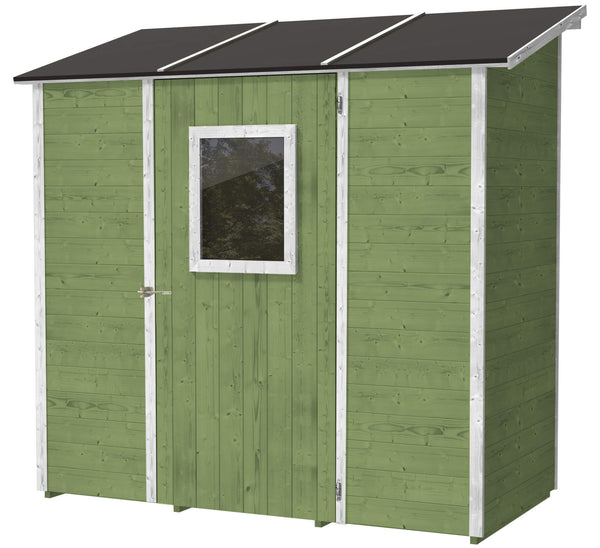 acquista Casette Box da Giardino in Legno Porta Utensili 207x102x224 cm con Porta e Finestra Ecla Verde