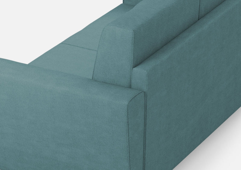 Divano Angolare 5 Posti 248x248x85 cm Yasel in Tessuto Petrolio