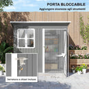 Casetta Box da Giardino 220x130 cm Porta con Blocco Finestra e Prese d'Aria in Acciaio Grigio  