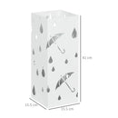 Portaombrelli con 4 Ganci e Vaschetta Raccogligocce 15,5x15,5x41cm in Metallo Bianco 