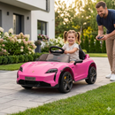 Macchina Elettrica per Bambini Porsche Taycan Turbo S 12V con Telecomando Bluetooth Luci LED e Tappetini Rosa