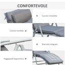 Sdraio da Giardino Pieghevole Reclinabile 137x63,5x100,5 cm in Metallo e con Materassino Grigio