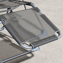 Set 2 Sdraio da Giardino Pieghevoli 63x81x108 cm con Poggiapiedi Grigio