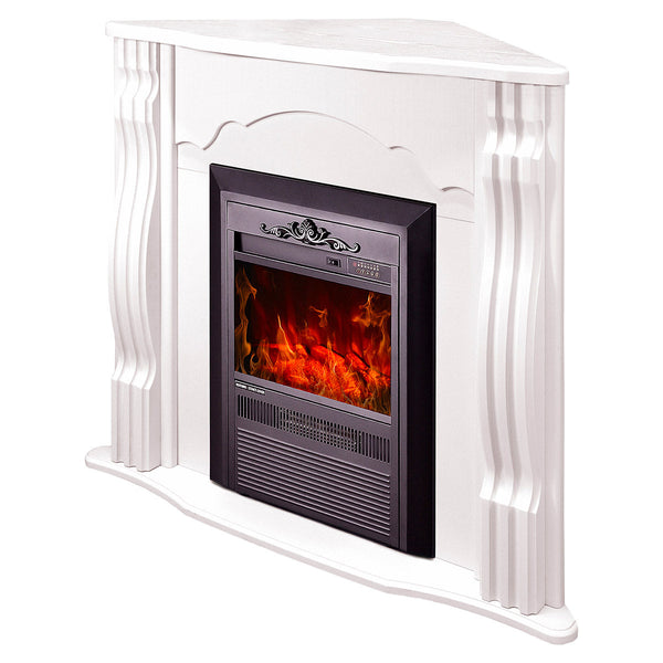 Camino Elettrico da Pavimento ad Angolo 88,2x95x47,3 cm Effetto Fiamma 2000W Clasic & Cristina Bianco sconto