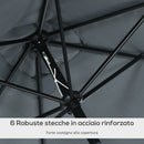 Ombrellone Rettangolare 2x3 m Pieghevole e Regolabile in Alluminio e Poliestere Grigio Scuro   