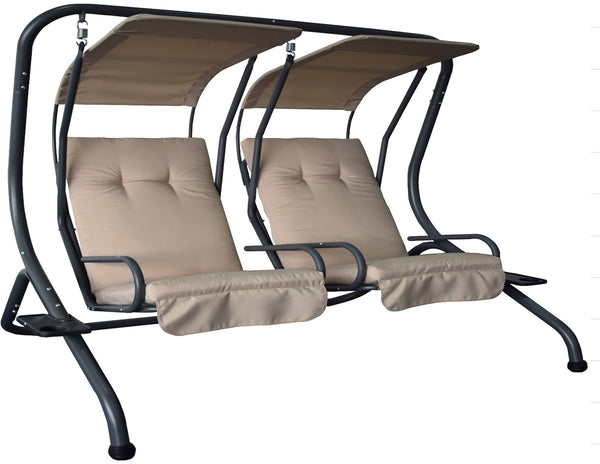 Dondolo 2 Posti da Giardino 135x170x170 cm in Metallo e Poliestere Tortora prezzo
