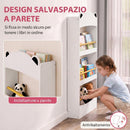 Libreria Montessoriana per Bambini 3-8 Anni a Forma di Orso 50x15x97 cm con 4 Ripiani in Legno Bianco      