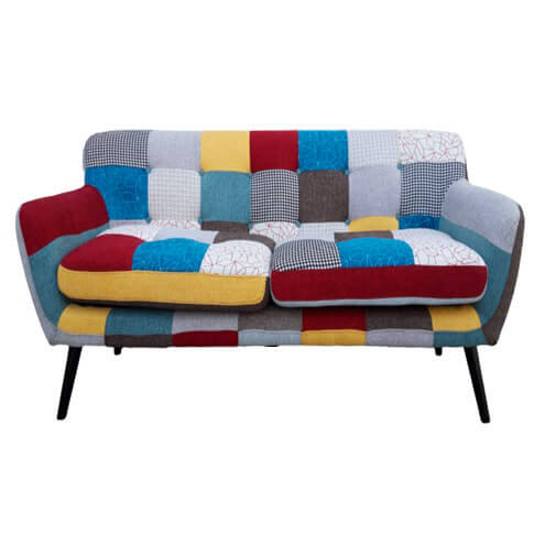 Divano 2 Posti 130x80x68 cm in Tessuto Patchwork