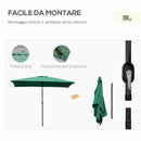 Ombrellone Rettangolare 2x3 m Pieghevole e Regolabile in Alluminio e Poliestere Verde e Nero   